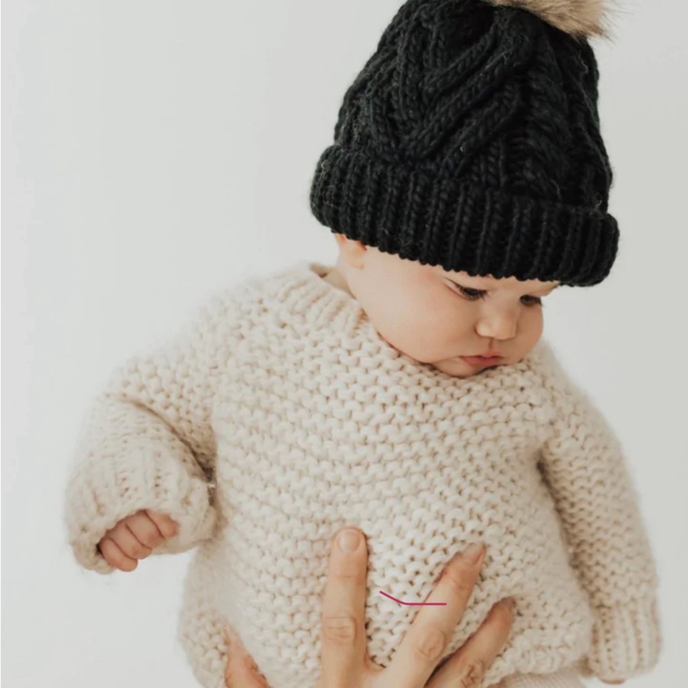 Garter Stitch Crew Neck Sweater Natural